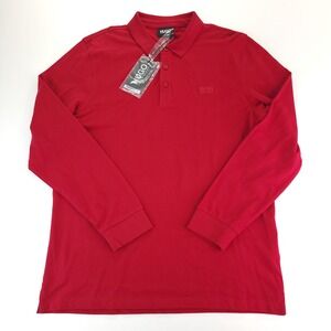 Hugo Boss Polo Sweater Mens XL Slim Fit Red 100% Cotton Long Sleeve Pullover
